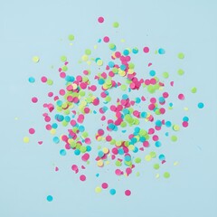 Joyful Burst,  Top-Down Confetti Explosion in Neon Pink, Lime & Cyan