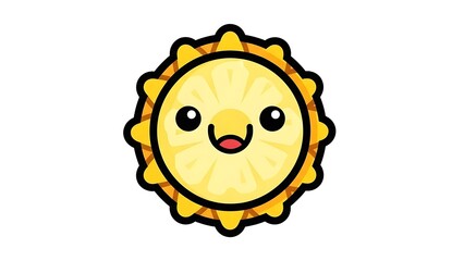 Cartoon Sun Character with Smiling Face.