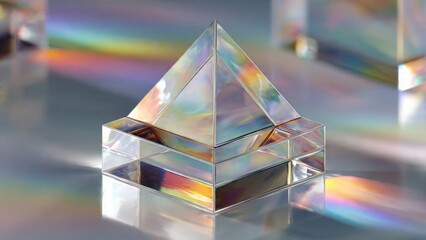Prismatic Pyramid: This image captures a crystal pyramid, displaying light refraction and a spectrum of colors. It's a study of the interplay between light and form.