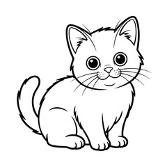 Obraz premium Cute Cartoon Kitten Line Art Illustration