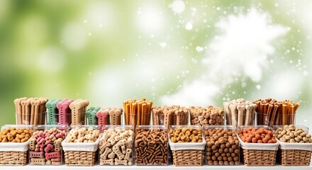 Assortment of Healthy Pet Snacks and Delicious Treats for Various Animal Companions
