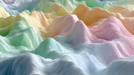 Pastel Mountain Ranges: A surreal landscape unfolds, with soft, undulating forms of pastel colors, evoking a sense of tranquility.
