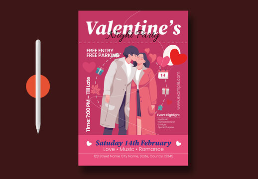 Valentine Day Night Party Event Design Template
