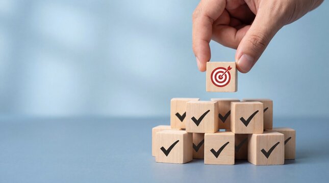 wooden blocks with the word help,goal, target, achievement, success, completion, task, planning, strategy, business, management, organization, progress, development, icon, symbol, wood, blocks