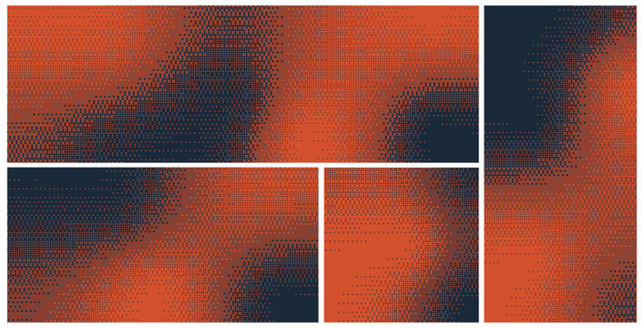 Futuristic abstract bitmap backgrounds with retro pixel gradient texture. Vector template in y2k style