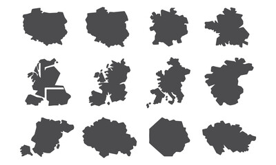 Fototapeta premium Abstract Land Shape Silhouettes Vector Set