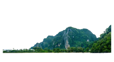 Fototapete Rund Insel Wooded mountain on Koh Phi Phi island, rocky cliff, isolated island in the middle of the sea - tropical natural landscape, hill, mountain. Isolated against a transparent background.  © Raphael