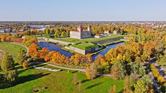 Autumn colourful castle view