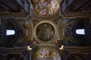 Fototapeta premium Masterpiece Ceiling Frescoes and Dome of Sant'Ignazio di Loyola Rome