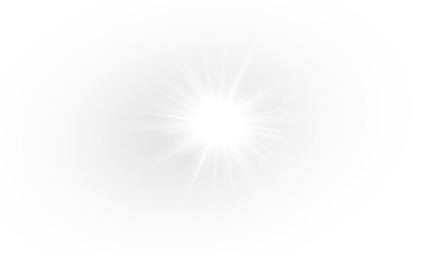 Sunlight ray with white lens flare and bright sunbeam