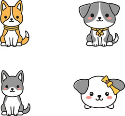 Cute Puppies Illustrated Set