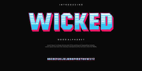 Wicked 3d Pop art effect ColorRetro Vintage Display bold Font alphabet. vector illustrator