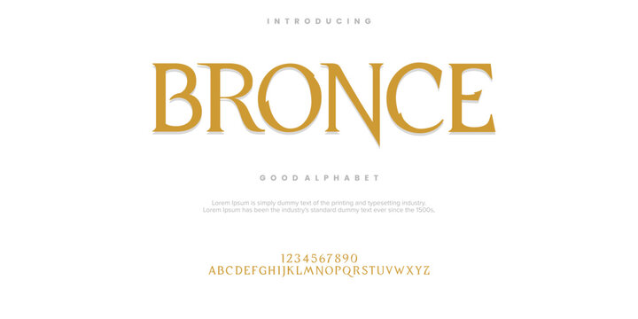Bronce Fashion font alphabet. Minimal modern urban fonts for logo, brand etc. Typography typeface uppercase lowercase and number. vector illustration