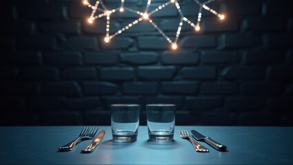 Two glasses and utensils on a table