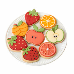 Cute Fruit Shaped Cookies on White Plate