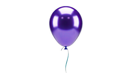 Shiny Purple Balloon with a Thin Blue String on a White Background