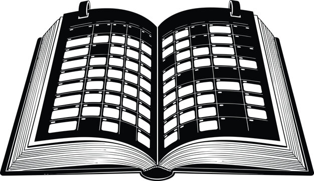 Open book with blank crossword puzzle grid, representing knowledge, learning, and intellectual games