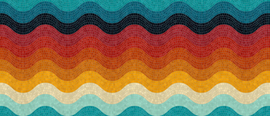 Vector seamless mosaic pattern in retro tones. Graphic template design.