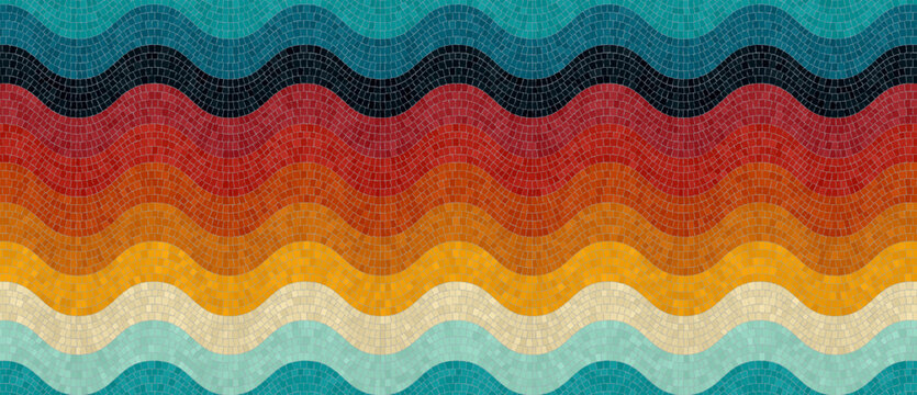 Vector seamless mosaic pattern in retro tones. Graphic template design.