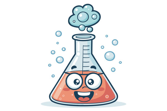 Bubbling Beaker Character With Happy Expres Premium Digital Asset Ideal for Marketing