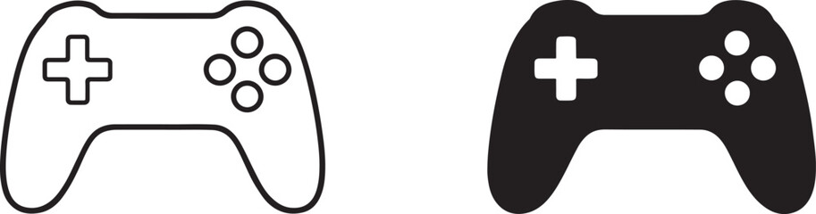 Fototapeta premium Vector game controller icon in black silhouette and outline style for gaming apps, web, UI and logo.