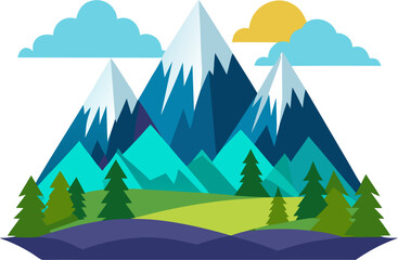 Mountains silhouette vector flat illustration design. .  white background 