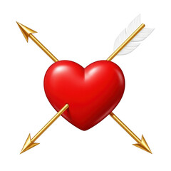 Heart pierced by two arrows isolated on transparent background