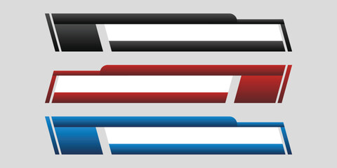 Set of lower third vector design background texture banner templates for modern broadcast, TV Bar, Sports, Video Channel, Screen, Event, Display.