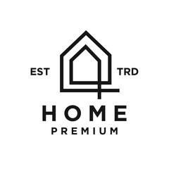 Obraz premium Minimalist Modern Home House Real Estate Logo Design with Abstract Geometric Lines