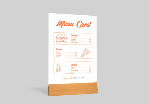 Table Tent Menu Card Mockup PSD
