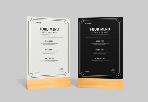 Food Table Tent Menu Card Mockup
