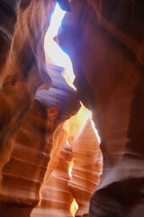 Antelope Canyon Slot Formations With Light Beams © SILI