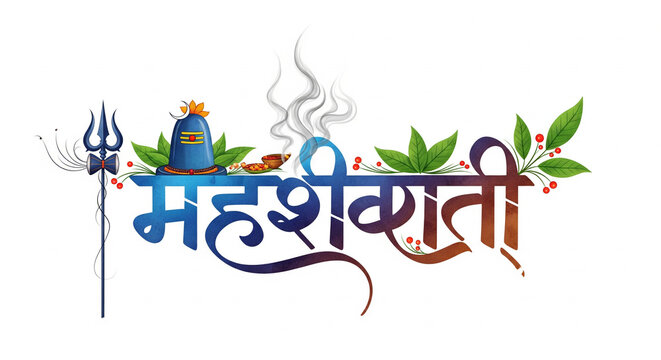 maha shivratri indian festival hindi tipograpy on white background.