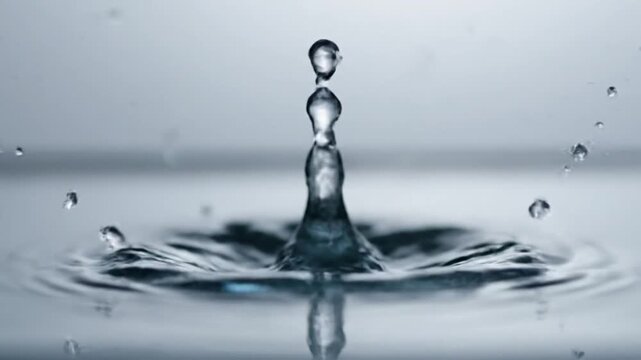A single drop of water falling into a pool in slow motion, creating ripples and splash effects.mp4