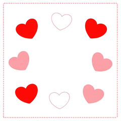 Colorful hearts pattern isolated on transparent background