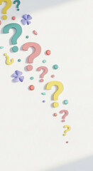 Colorful question mark on white background. Symbolizes uncertainty, quiz, problem solving and inquiry, creating a thoughtful and inquisitive aesthetic.