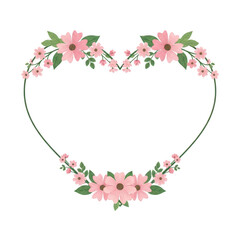Delicate floral heart wreath isolated on transparent background