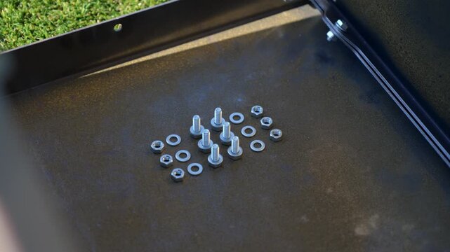 Complete metal nut bolt and washer set for fastening in DIY, furniture and industrial assembly