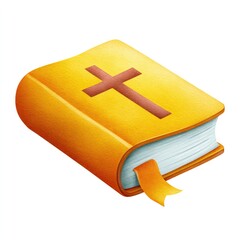 Watercolor cartoon gospel book illustration for spiritual education and design on white background