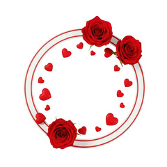 Elegant rose frame with hearts isolated on transparent background