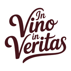The Latin phrase 'In Vino Veritas' is written in elegant script.
