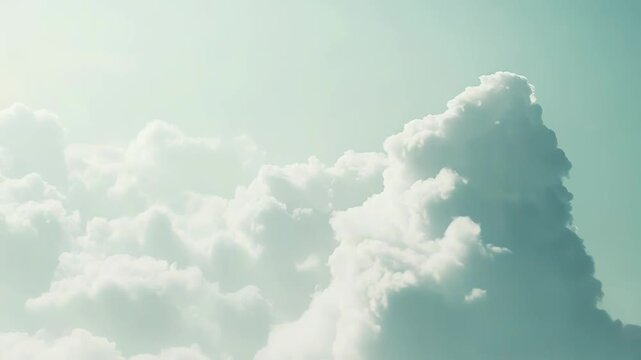 Billowing cumulus clouds creating a heavenly, ethereal atmosphere, portraying concepts of freedom, tranquility, and natural beauty with soft hues and expansive views