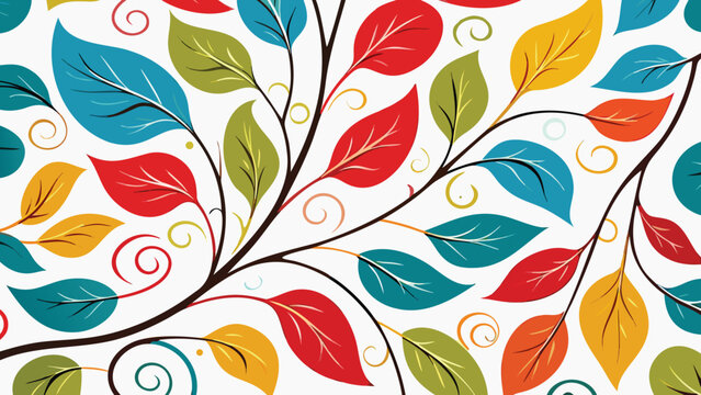 Vibrant multicolor leaves arrangement on white background colorful foliage pattern