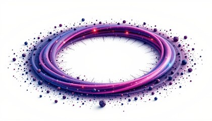 A vibrant, abstract design featuring a halo like ring with concentric circles radiating from a central point