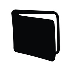 Black folder or book icon, open from the top, isolated on white