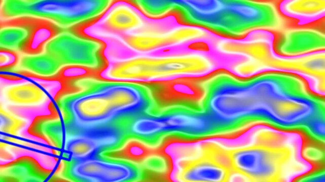 Abstract colorful heat map visualization with vibrant hues and a partial circular overlay.
