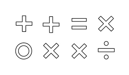 Obraz premium Minimal outline math operation icons vector for education and calculator UI