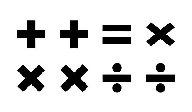 Math symbols vector icon set with add subtract multiply divide signs isolated on white