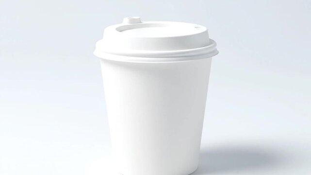 A video showcasing a white disposable coffee cup on a clean surface silhouette