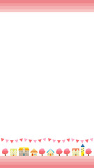 シンプルな街並みのベクターイラスト　枠　縦長の背景